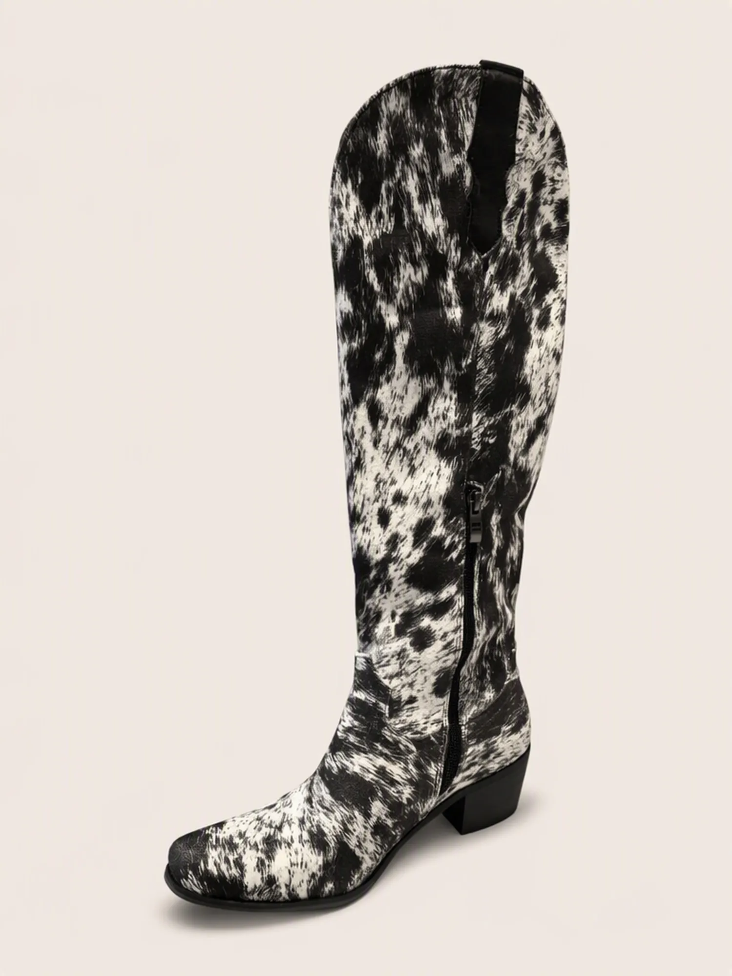Cow Print Western Cowboy Boots, Over-The-Knee Long Boots
