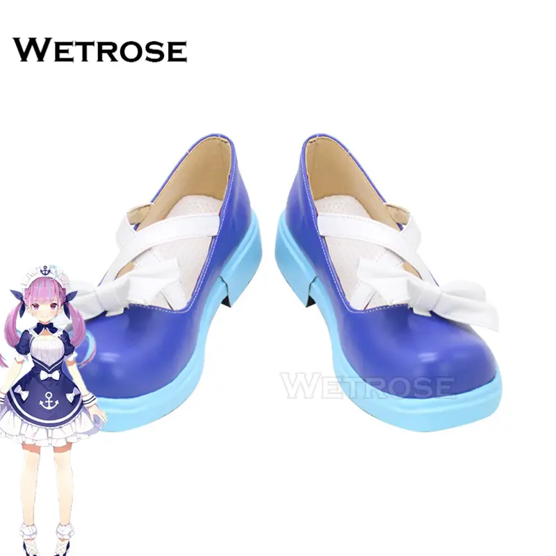 [Wetrose] Pre-Order Hololive Virtual YouTuber Vtuber Minato Aqua Lolita Shoes Cosplay Shoes 