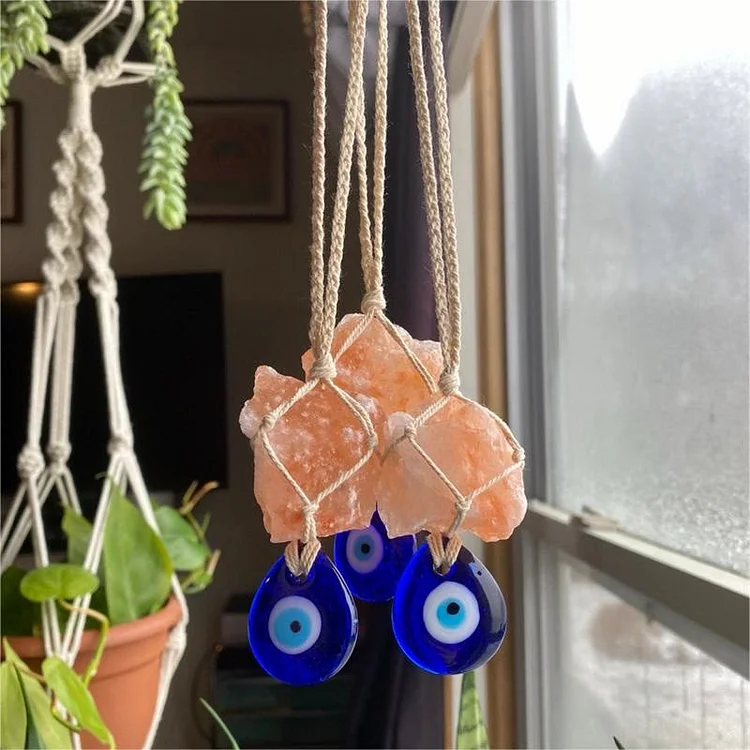 Olivenorma Rose Quartz Original Stone Evil Eye Car Ornament