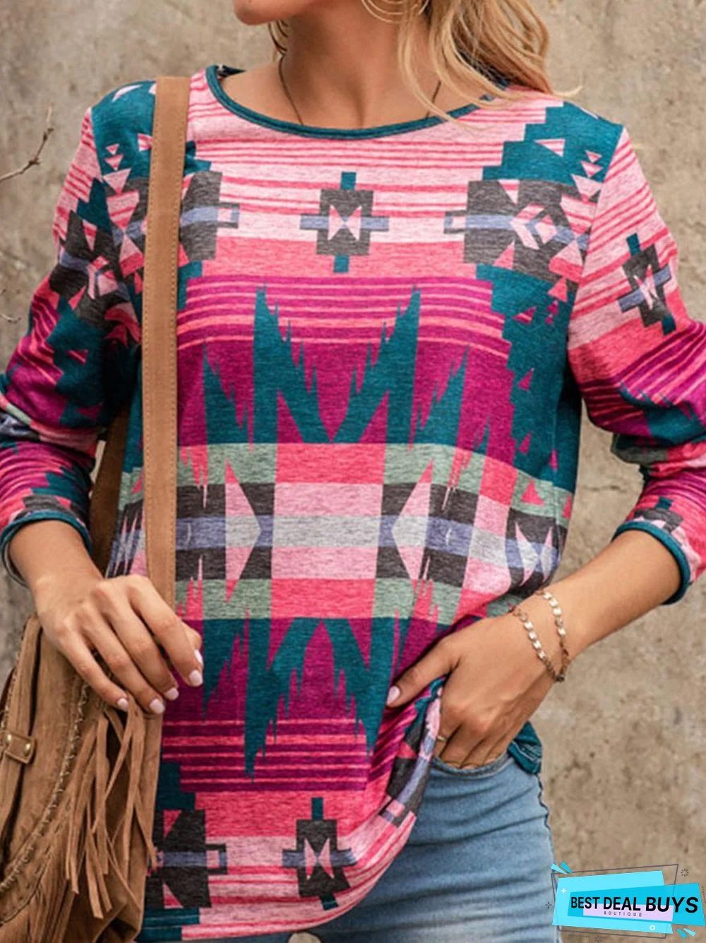 Casual Vintage Print Long Sleeve T-Shirt