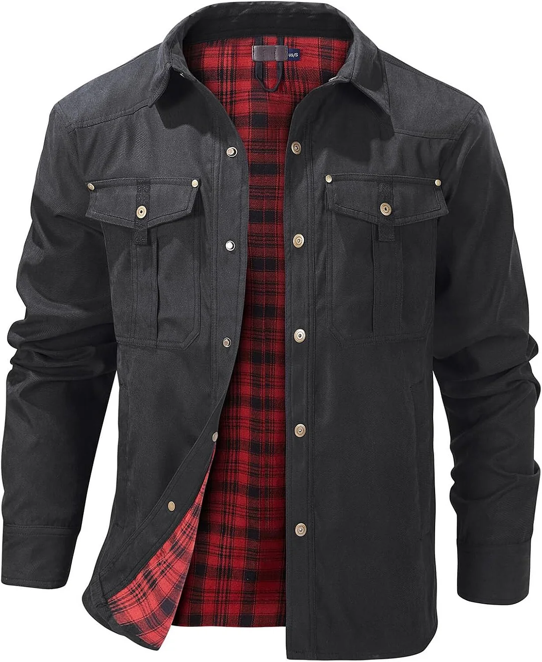 Flannel Lined Shirt Jacket Vintage Snap Button Western Cowboy Jacket