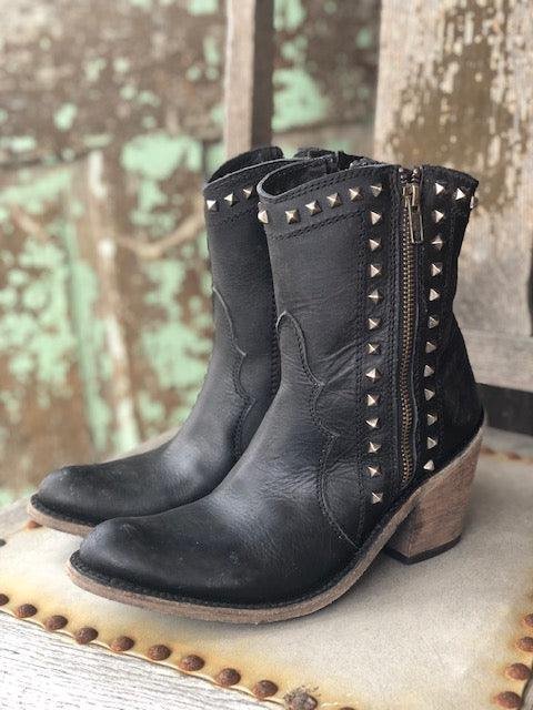 Liberty Black Women's Myrna Black Studded Short Bootie LB-712315