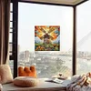 1PC-Diamonds Painting Stained Glass Windmill Wall Sticker Home Decor