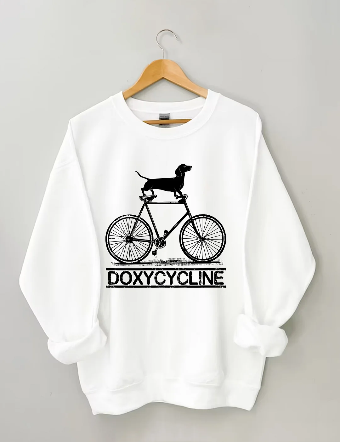 Doxycycline Dachshund On Bicycle Pharmacists Sweatshirt