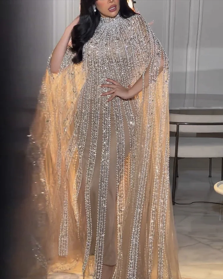 Women's Mesh Blouse Sequin Embroidery Dress