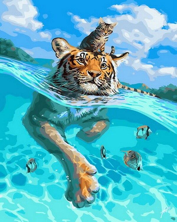 

Tiger Swimming – Paint By Numbers - 40*50CM, 501 Original