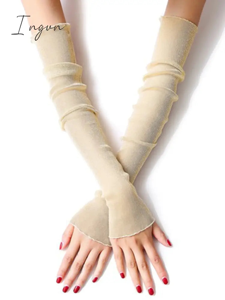 Ingvn - Sun Protection Mesh Solid Color Sleevelet Creamy / One_Size Warmers