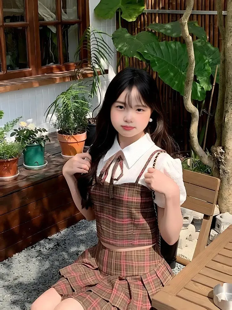 Brownm Plaid Two Piece Set