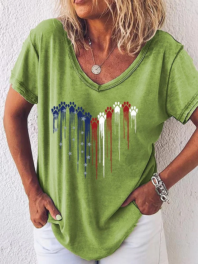 American Independence Day V Neck T-shirt-013909