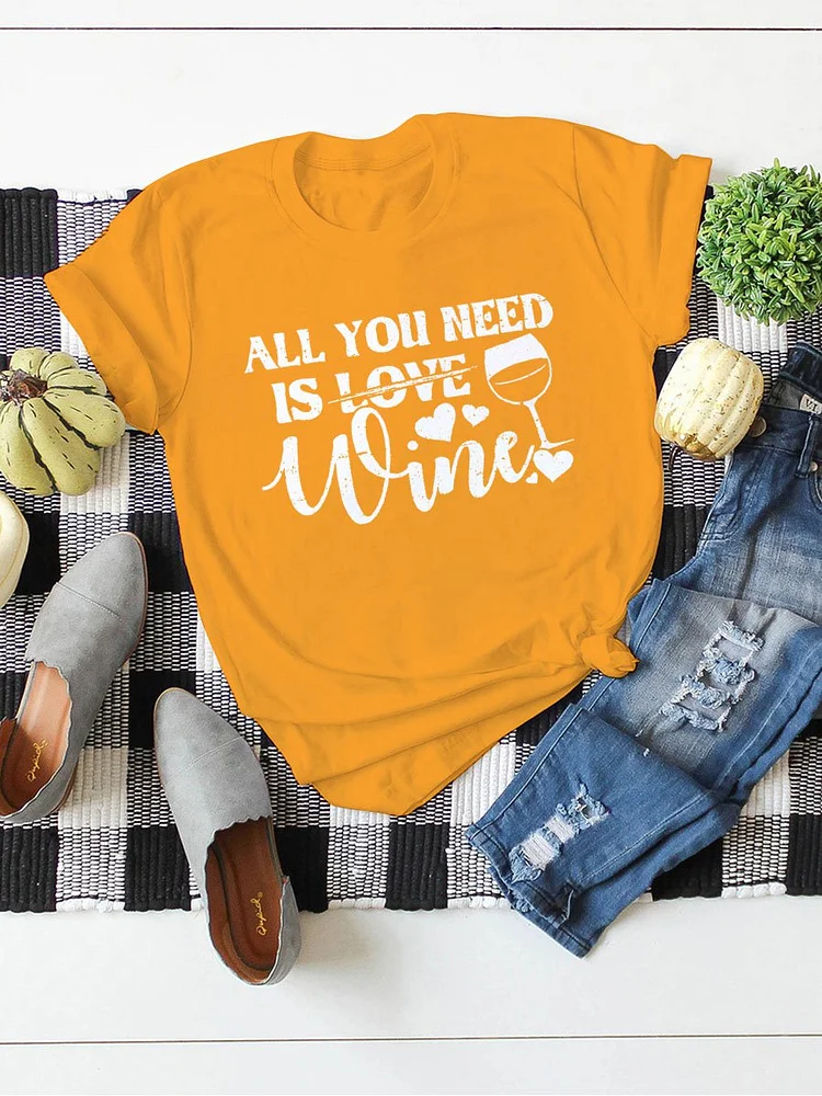 Bestdealfriday Wine Glass Graphic T-Shirt