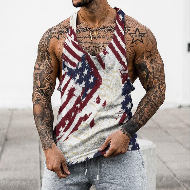 BrosWear Street Pop Flag White Tank Top