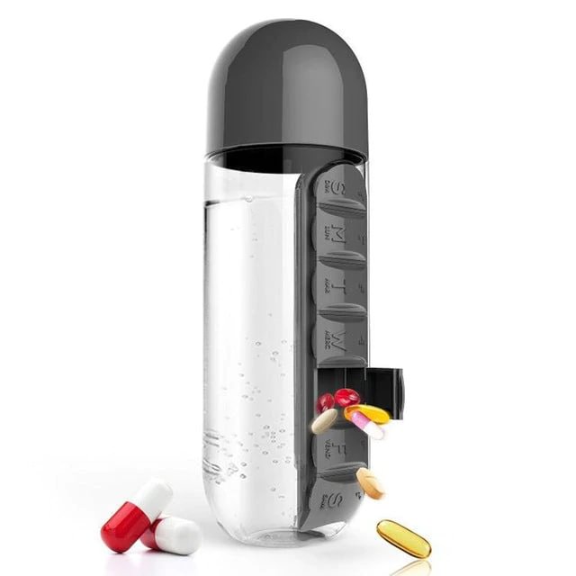 Daily Pill Water Bottle Organizer Travel Medicine Case Storage