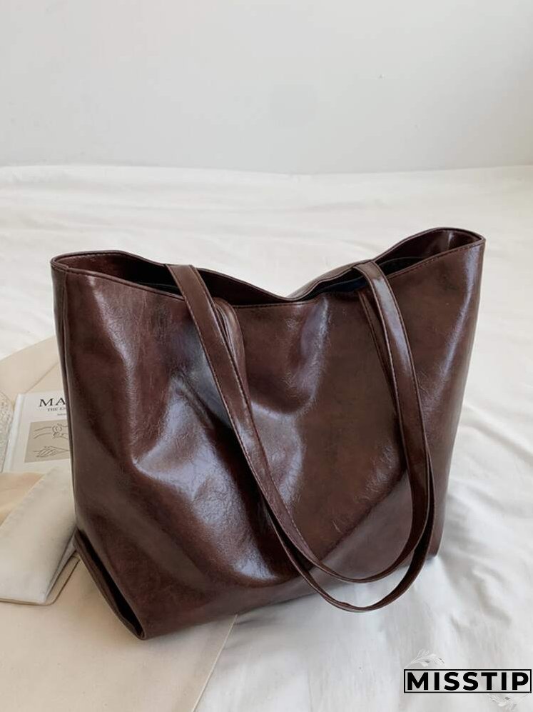 Textured Shoulder Tote Bag