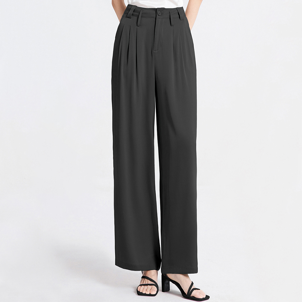 Evening Silk Wide Leg Pants with High Waisted for Women REAL SILK LIFE