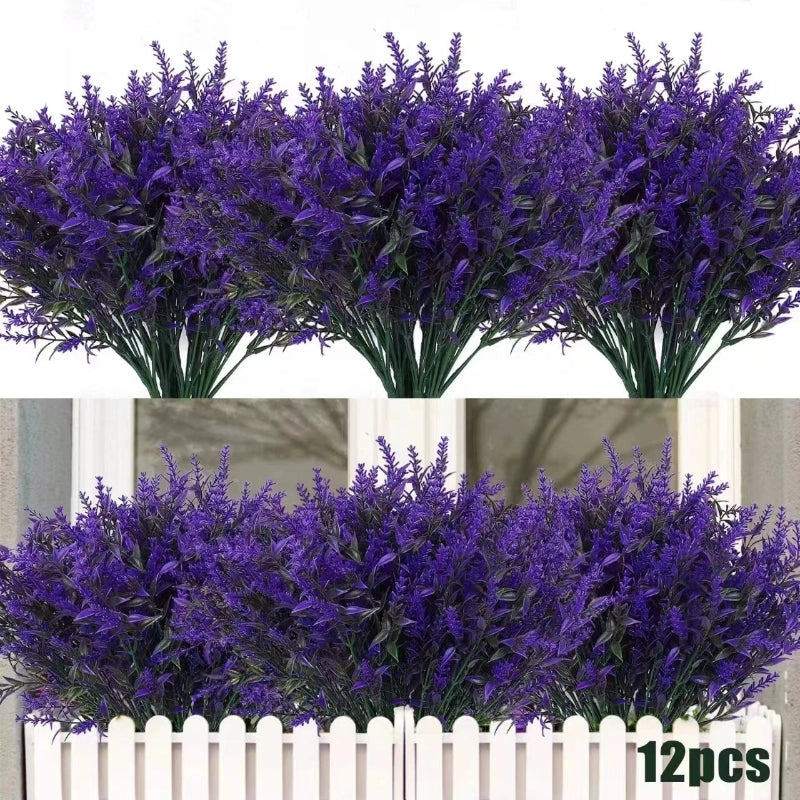 Simulation Lavender Artificial Lavender Flower Wheat Ear Flower UV-resistant Indoor And Outdoor Hanging Decorative Fake Flower