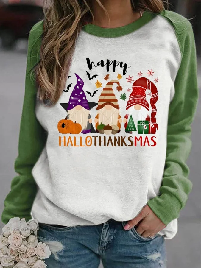 Christmas Print Long Sleeve Casual Sweatshirt
