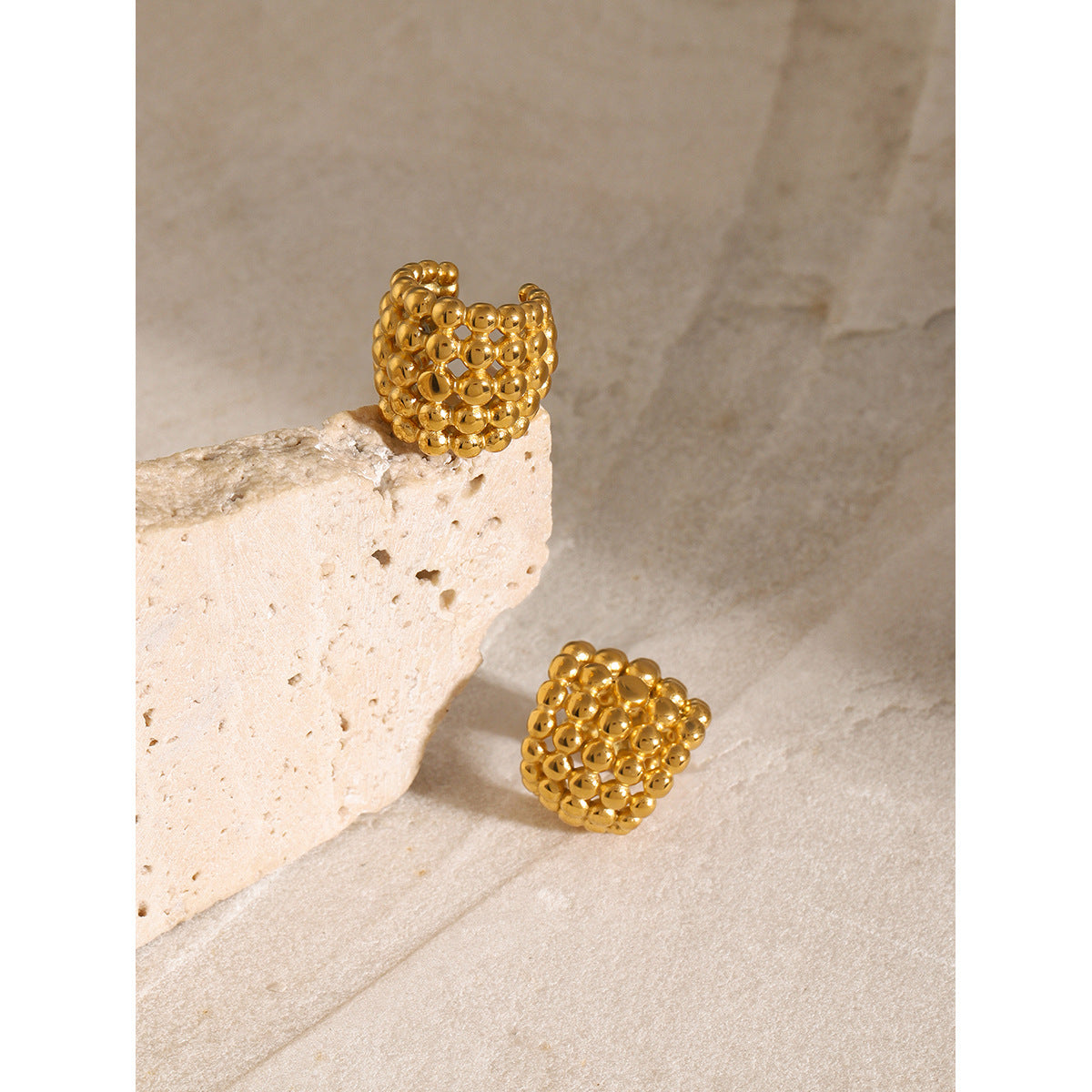 Women IG Style Mesh Stainless Steel Electroplating Clip On Earrings