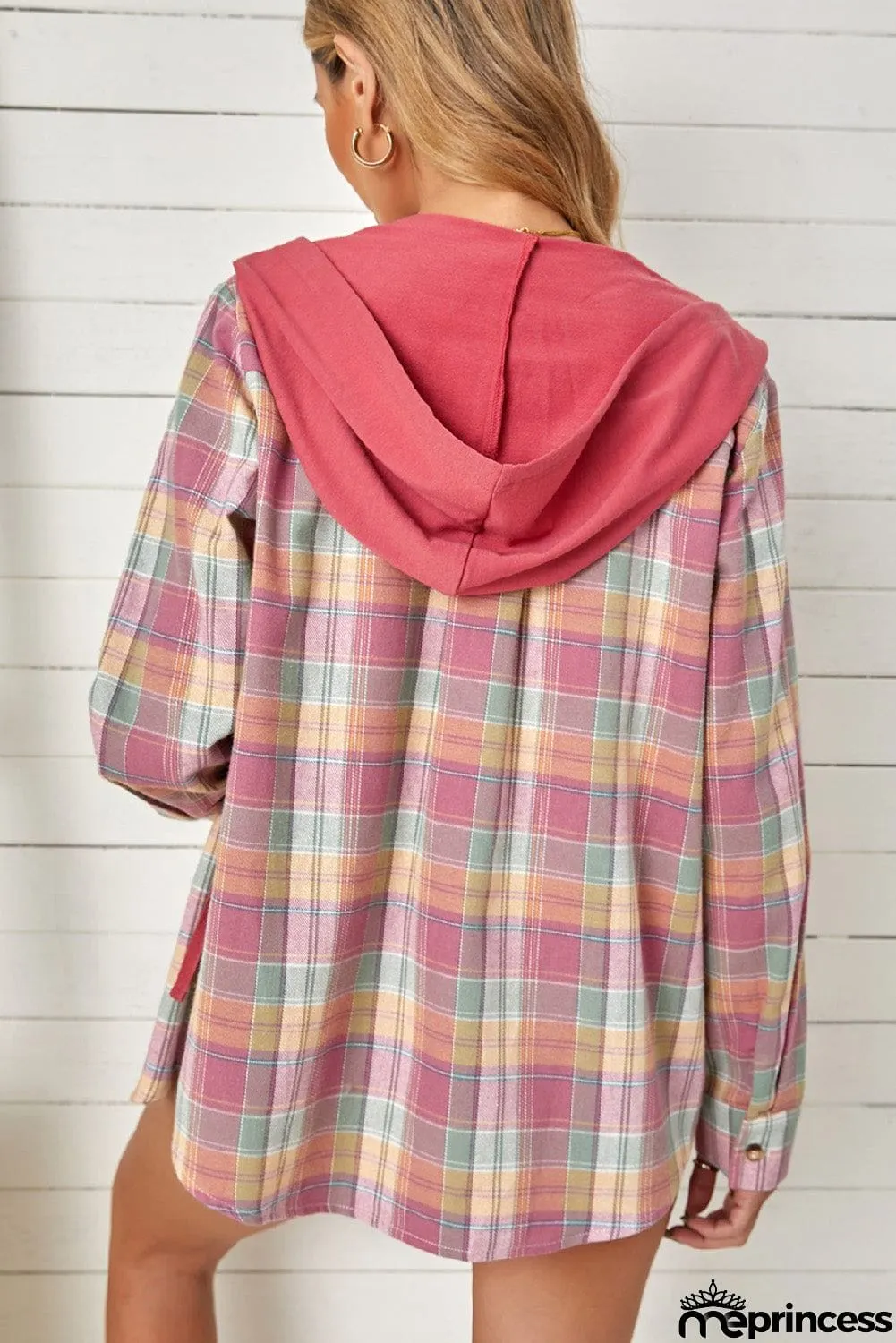 Plaid Hooded Shirt Coat