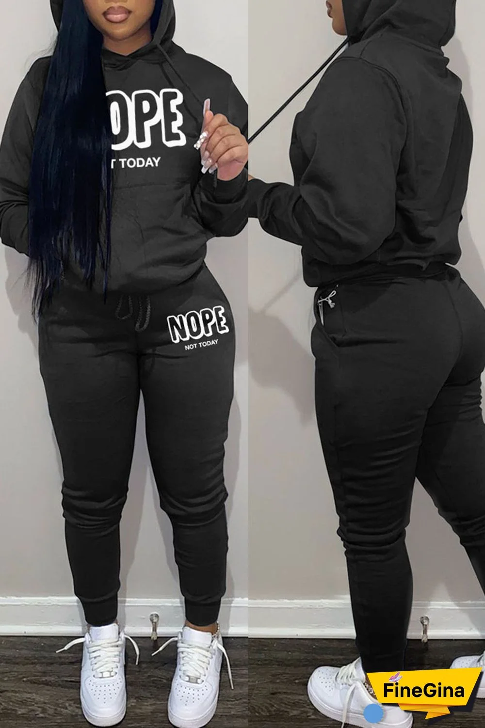 Khaki Casual Print Patchwork Hooded Collar Long Sleeve Two Pieces