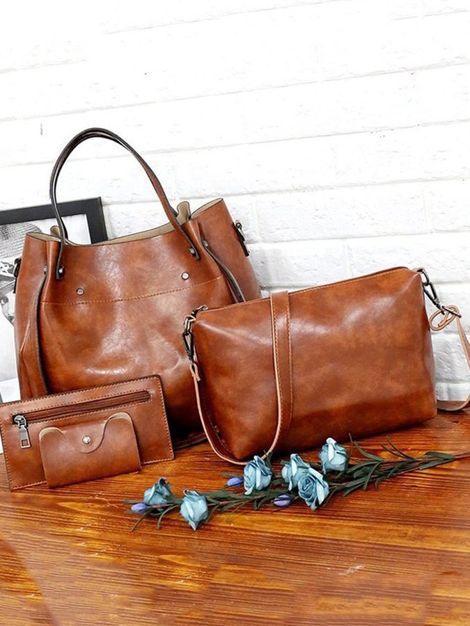 Women's retro simple handbag four-piece shoulder bag