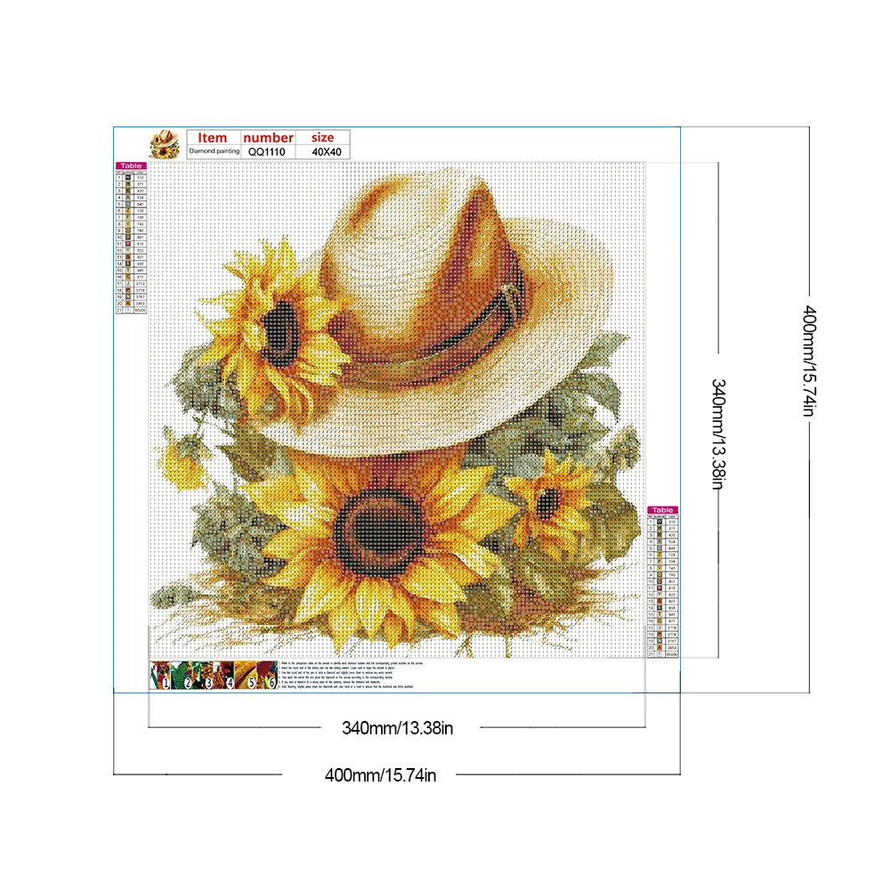 Full Round Diamond Painting 40*40cm - Sunflower Straw Hat