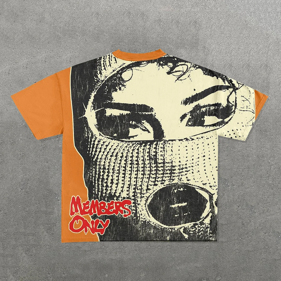 Mask Girl Print Short Sleeve T-Shirt