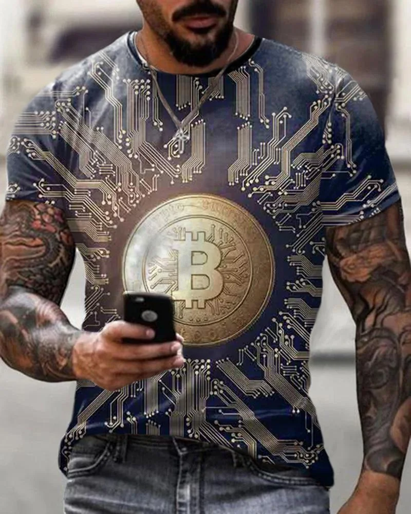 Men Print Casual T-shirts-15