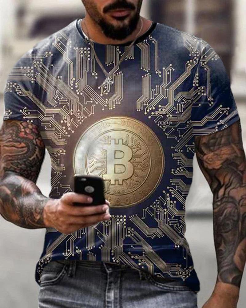 Men Print Casual T-shirts-15