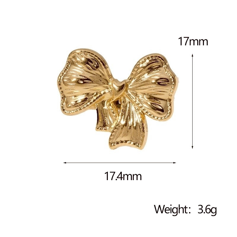 Cute Sweet Minimalist Bow Knot 304 Stainless Steel 18K Gold Plated Open Rings