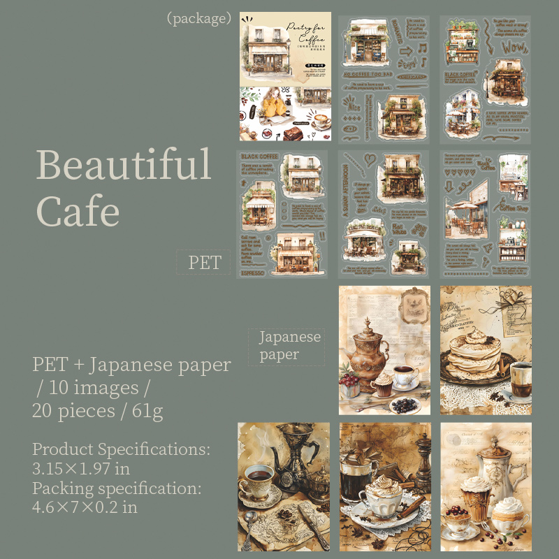 Journalsay 20 Sheets Coffee Meets Bookstore Series Vintage Plant Landscaping Sticker Book