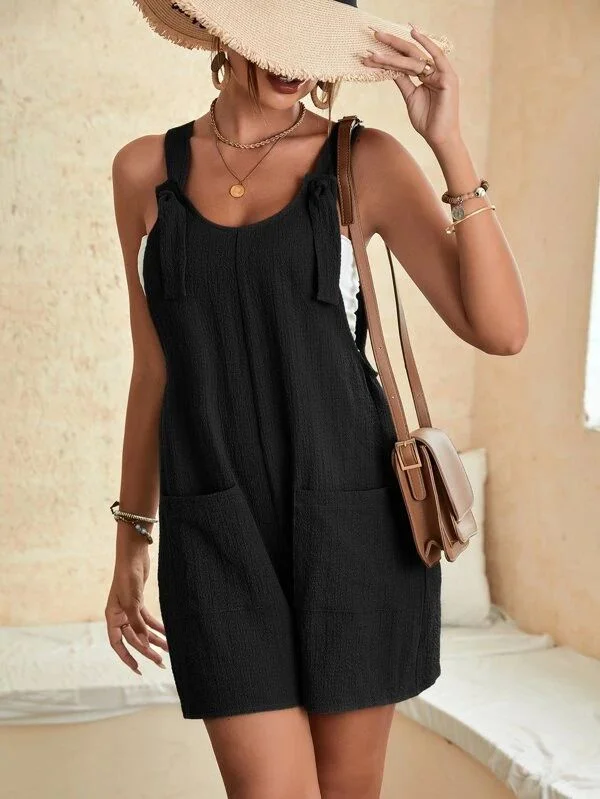 Casual Fashion Suspenders Shorts Black Jumpsuit Bib VangoghDress