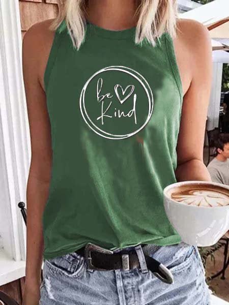 Women Be Kind Casual Crew Neck Tank Top