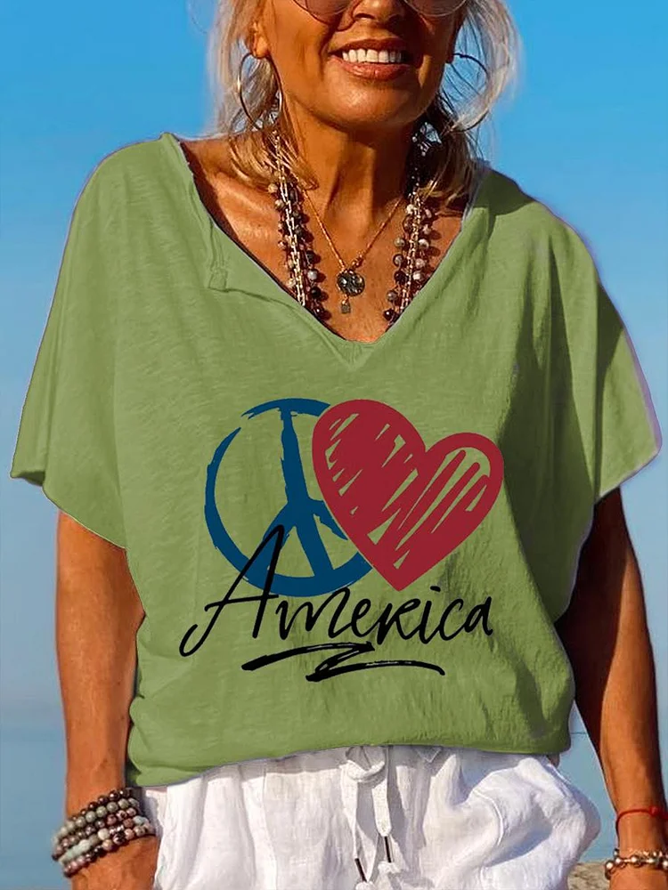 American Independence Day V Neck T-shirt-01800-Annaletters