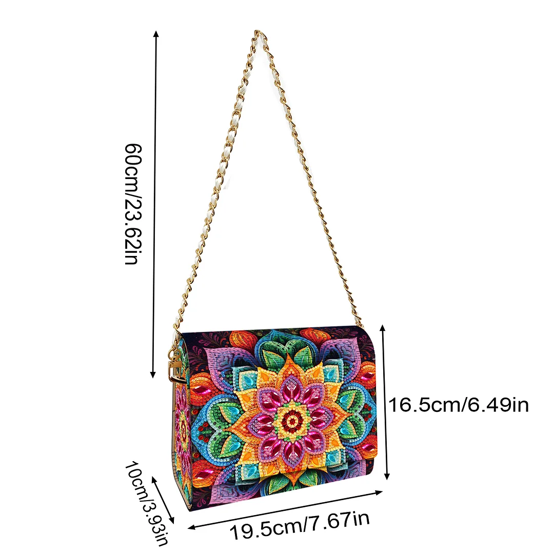 DIY Mandala Diamond Art Wooden Coin Pouch with Chain 5D Diamond Painting Purse