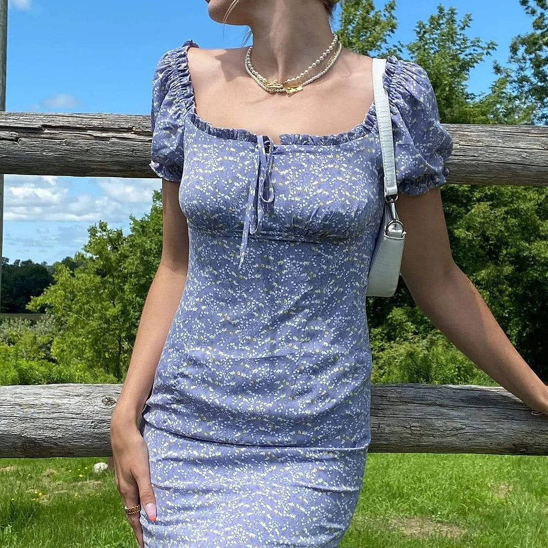 Lavender A-Line Ruffle Sleeve Mini Dress