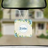 Personalized Air Fresheners | Set of 2 | Custom Car Accessories | Blue & Gold Floral (Round)
