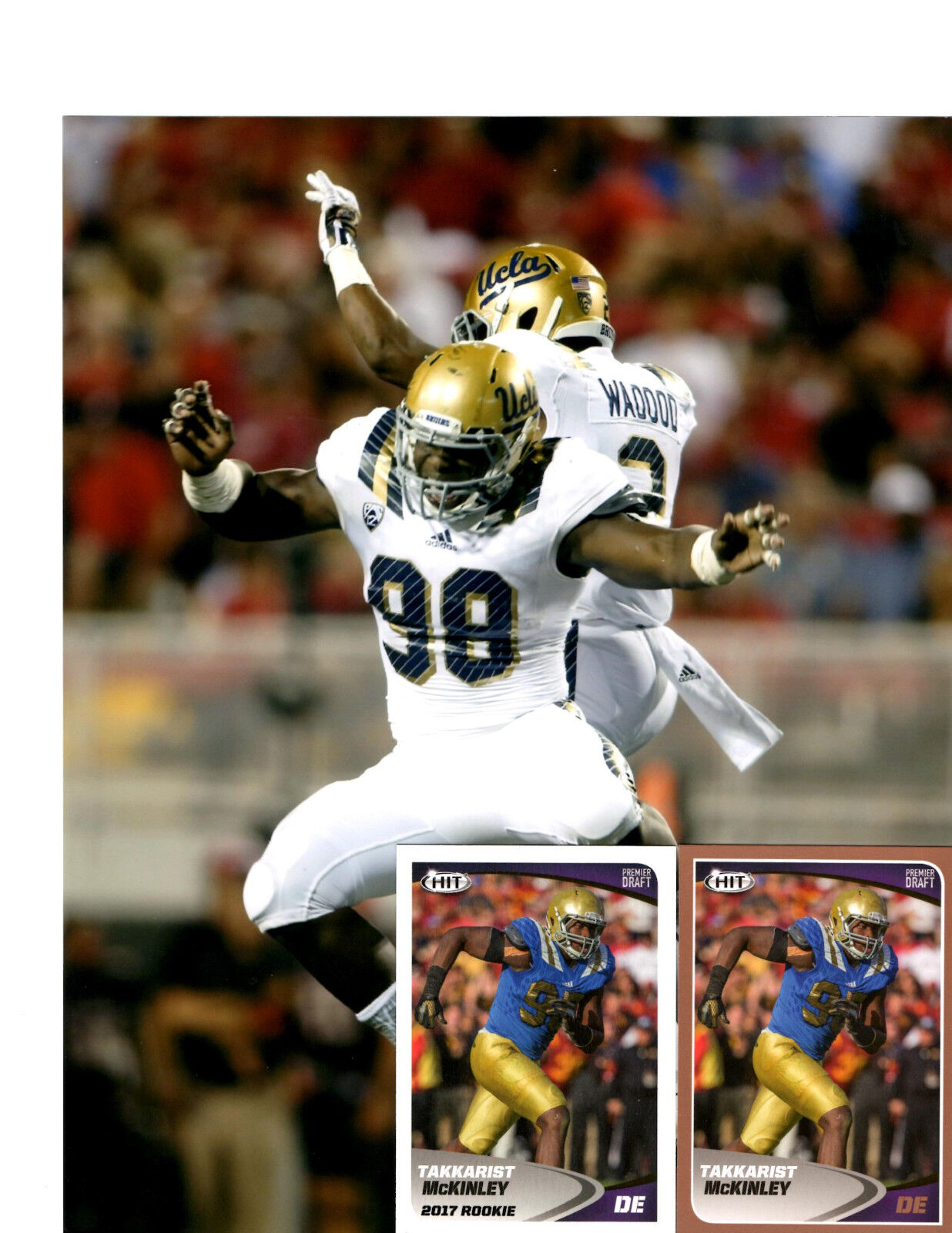 Takkarist McKinley UCLA Bruins unsigned 8x10 football Photo Poster painting & 2 rookie cards