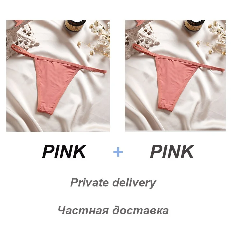 2PCS/Set Sexy Women G-String Underwear Panties Low Waist Panties Female Underpants Cotton Crotch T-back Pantys Thong Lingerie