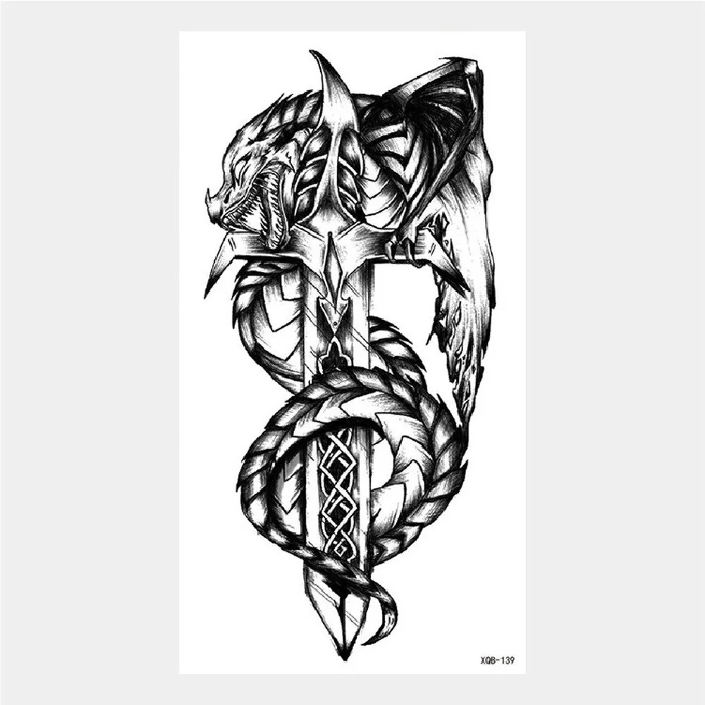 Sdrawing Tattoo Stickers Animal Tatoo Sticker Flying Dragon Wolf Head Tiger Dream Catcher Fake Tatto Body Art Makeup Stickers