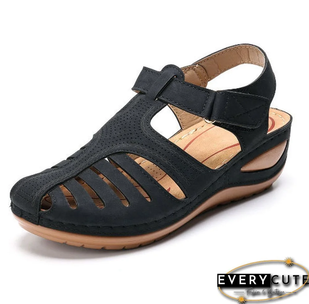 New Summer Women Wedge Sandals Premium Orthopedic Open Toe Sandals Vintage Anti-slip Leather Casual Female Platform Retro Shoes