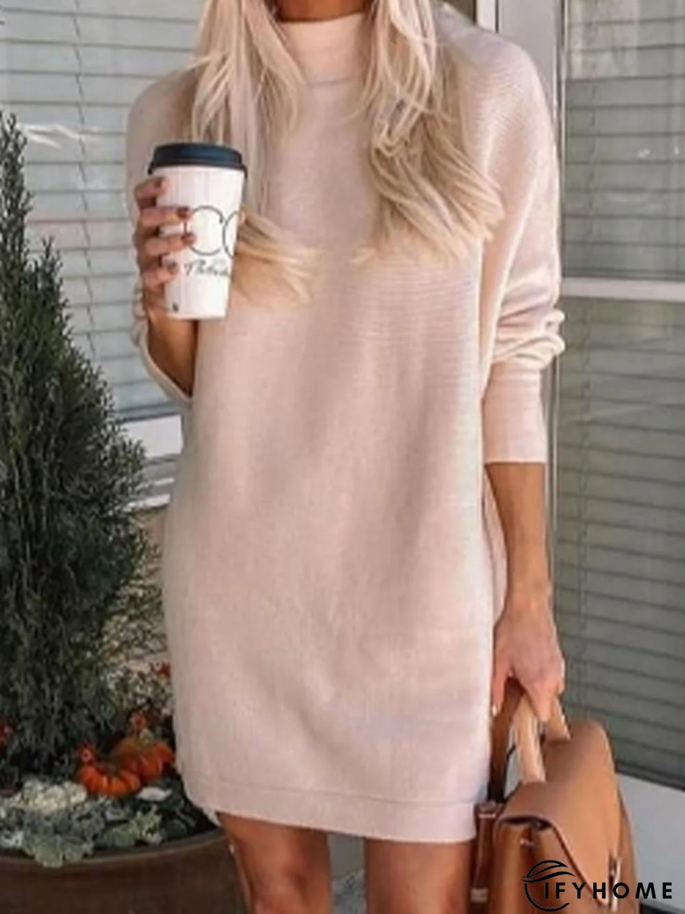 Solid Stand Collar Casual Sweater | IFYHOME