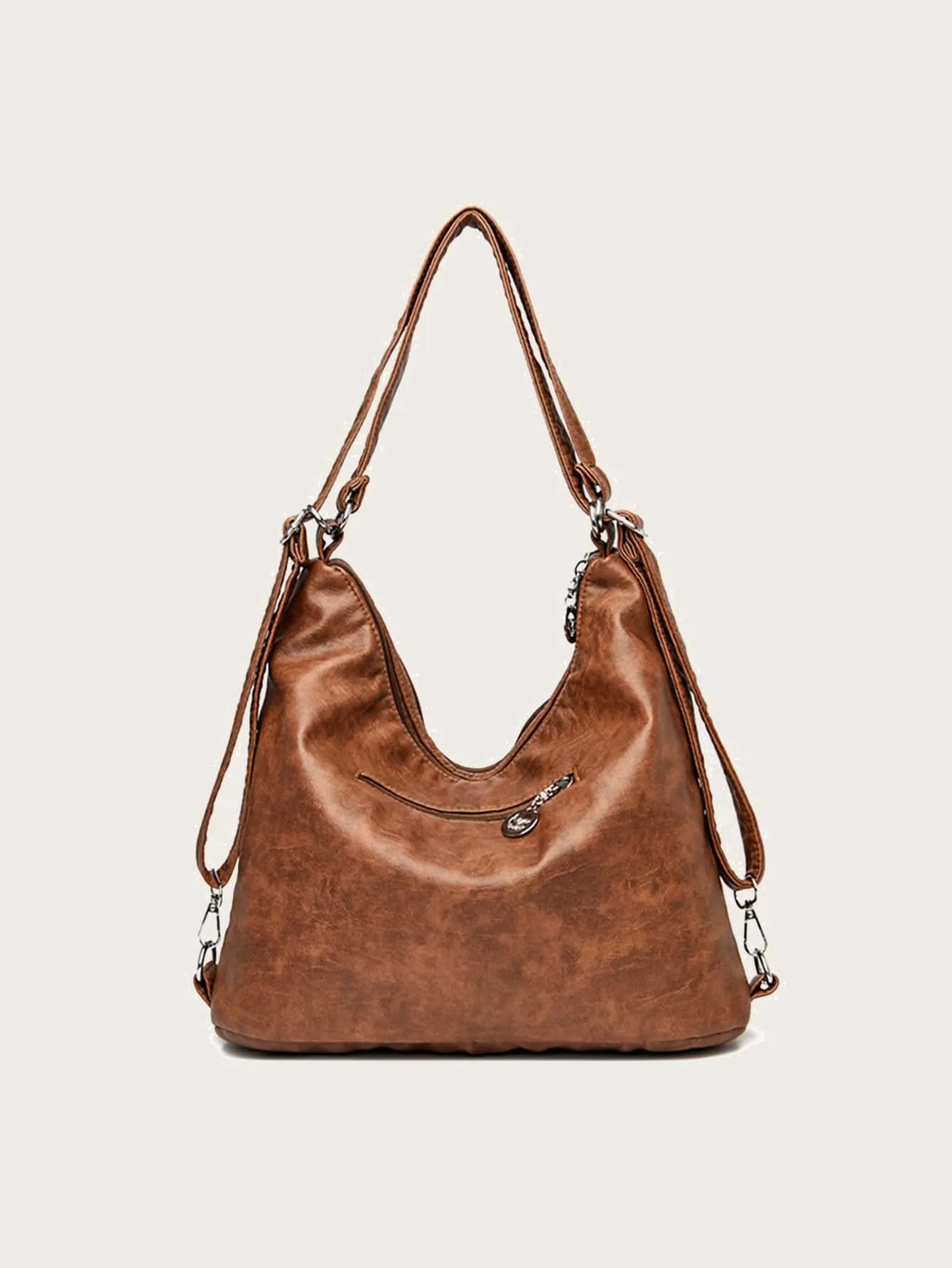 Vintage Design Multi-zip Bucket Bag