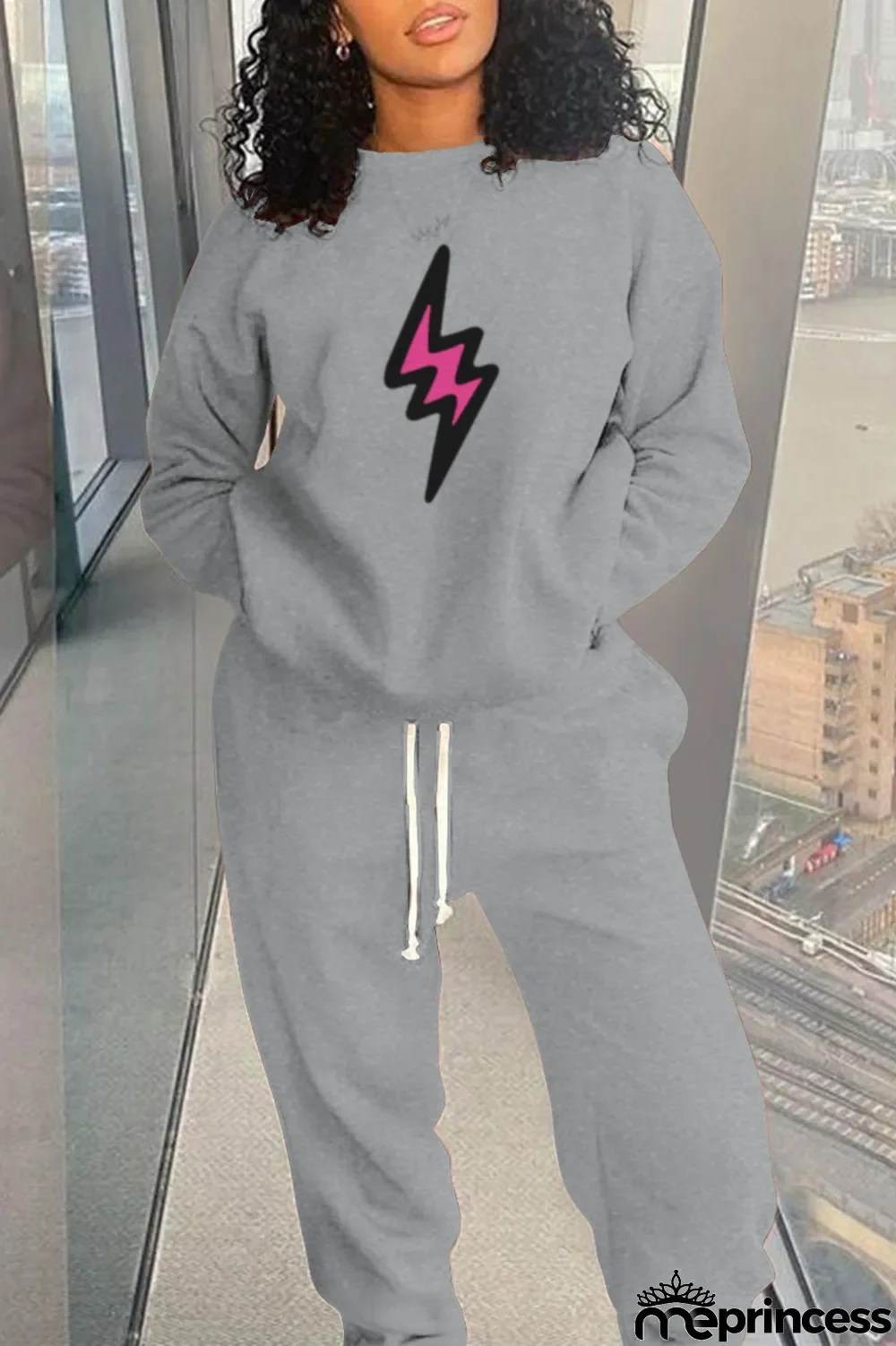 White Casual Street Print Patchwork O Neck Tops