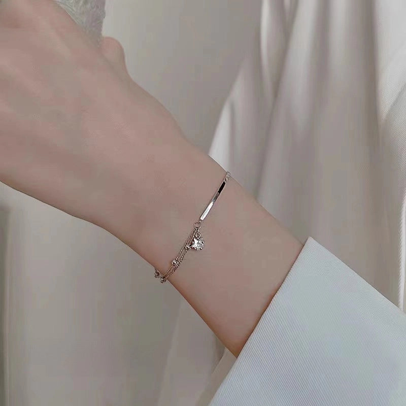 925 Sterling Silver Double-layer Star Bracelet Women’s Niche Light Luxury Design High-end Bracelet Gift