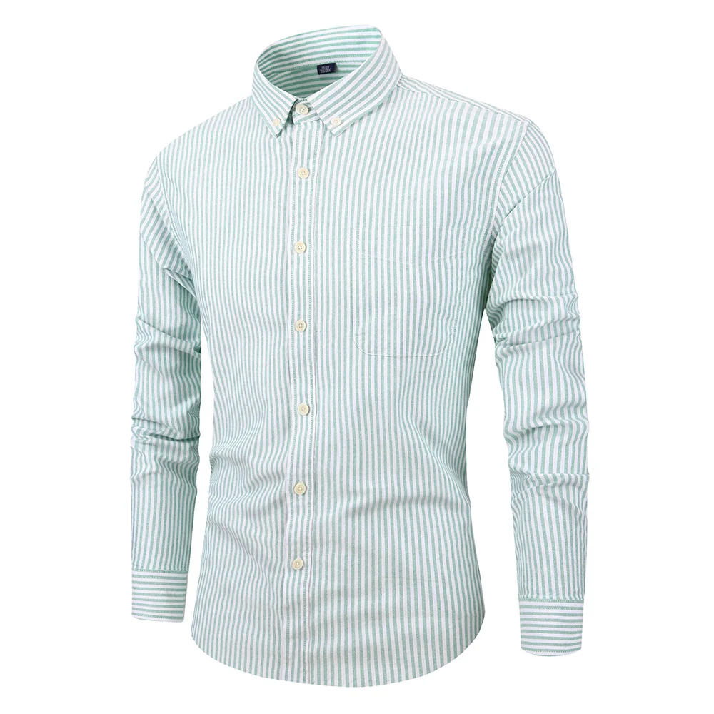 Men's cotton striped long sleeve shirt
