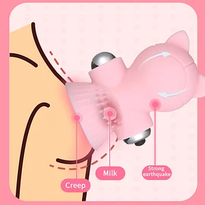 Vibrating Breast Clips with Sucking and Massaging Function for Female Stimulation Cute cat shape design Sex toys