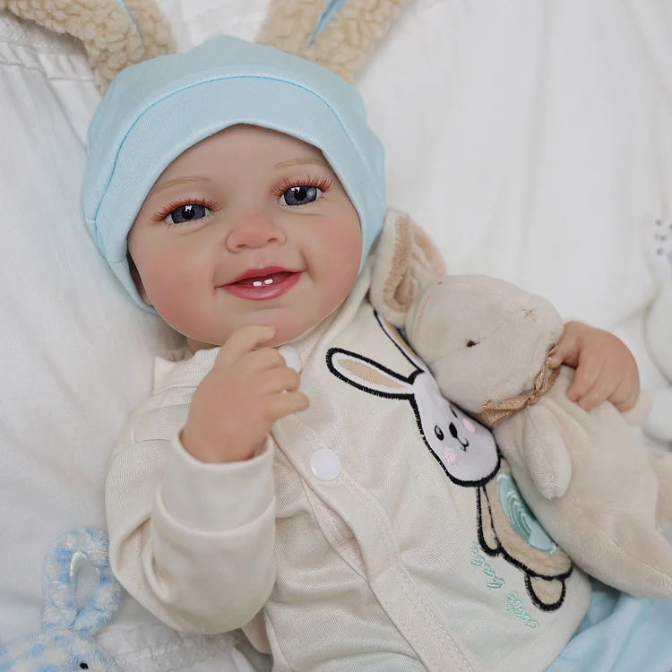 Babeside Leen 20'' Reborn Baby Doll Girl Lifelike Awake with Bunny Set