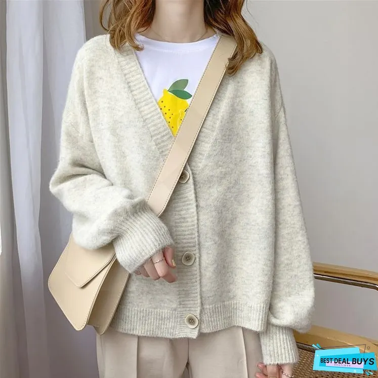 Christmas Gift H.SA Women Sweater Cardigan Winter Solid Cashmere Top Casual Cardigans Chic Korean Fashion Winter Knit Jacket sueters mujer