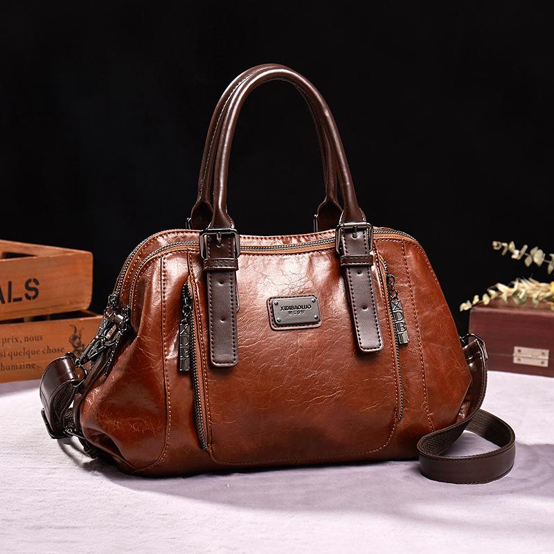 Retro fashion carry crossbody can adjust large capacity multi-layer bag