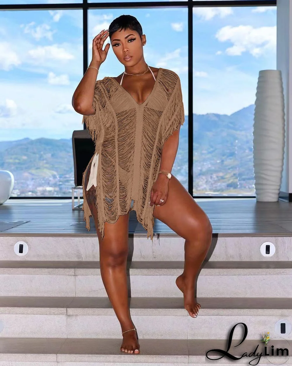 Ladies Summer Sexy Fashion Hollow Out Beach Dress